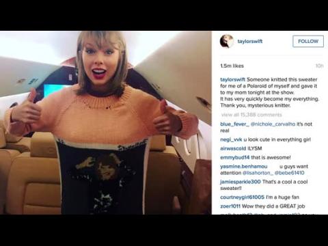 VIDEO : Taylor Swift Excitedly Poses With Fan's Hand Knit Sweater Gift