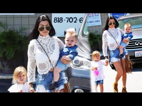VIDEO : Kourtney Kardashian Rocks Chic Summer Outfit with Kids in LA