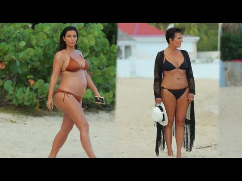 VIDEO : Kim Kardashian & Kris Jenner Show Off Their Bikini Bodies