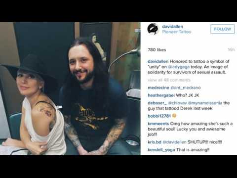 VIDEO : Lady Gaga Gets Matching Tattoos With Sexual Assault Survivors