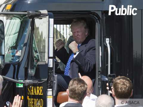 VIDEO : Vido : Donald Trump : Heureux comme un enfant au volant d?un camion !