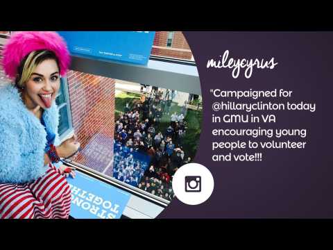 VIDEO : Miley Cyrus and Katy Perry campaign to get young people voting