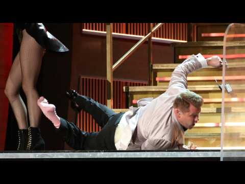 VIDEO : James Corden Opens GRAMMYs 2017 by Tripping Down the Stairs