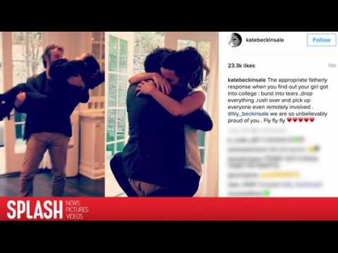 VIDEO : Kate Beckinsale et Michael Sheen clbrent l'acceptation de leur fille dans une cole d'art