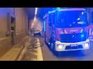 Une voiture en feu dans le tunnel d'Hublinbu sur le R3