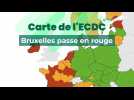 Carte de l'ECDC : toute la Belgique en rouge à l'exception de la Wallonie