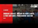 VIDEO. Dorian Louvet, ancien candidat de Koh-Lanta, clôture son parcours de 560 km à Caen