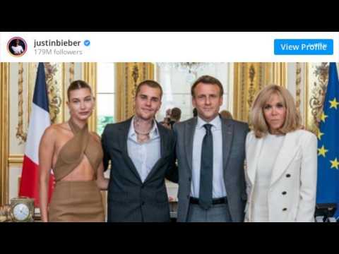 VIDEO : Justin Bieber et sa femme Hailey ont rendu visite  Emmanuel et Brigitte Macron