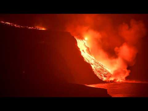 La Palma volcano: Lava reaches the sea amid toxic gas fears
