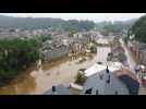 Inondations: images aériennes à Pepinster, en Belgique