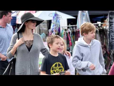 VIDEO : Angelina Jolie Goes to the Flea Market with the Kids