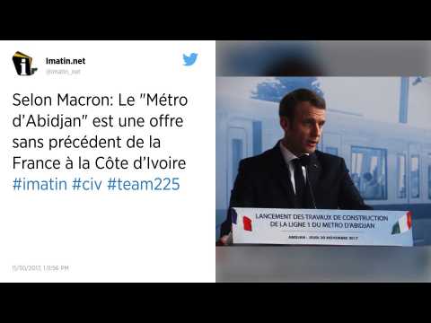 VIDEO : Cte d'Ivoire. Emmanuel Macron pose la premire pierre du mtro d?Abidjan