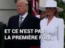 Aux côtés des Macron, Melania Trump refuse à nouveau la main de son mari
