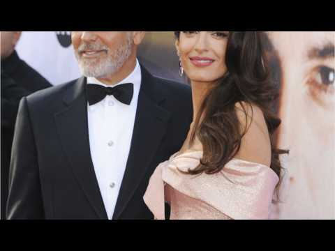 VIDEO : Amal Clooney Wears Burgundy Velvet To London Dinner