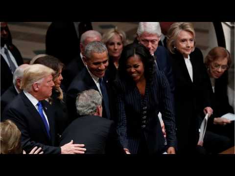 VIDEO : Trump Gets Cold Shoulder At Bush Service