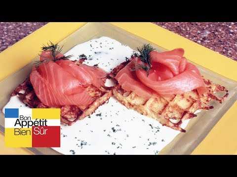 Gaufre de pomme de terre au saumon