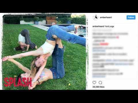VIDEO : Amber Heard Practices 'Yard Yoga' With The Girls