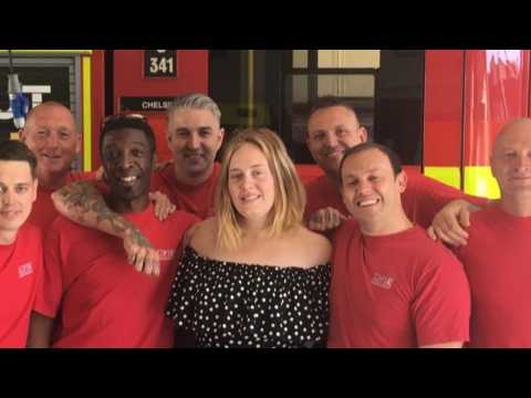 VIDEO : London Firefighters Surprised By Adele Following Grenfell Tower Fire