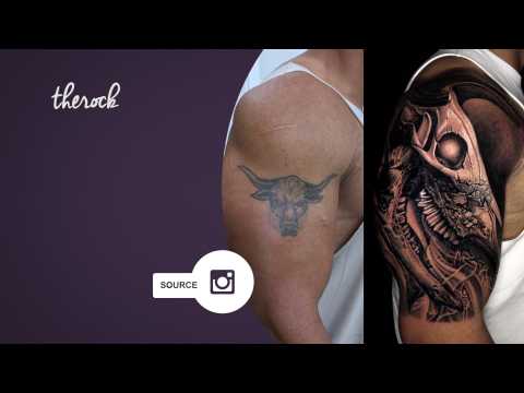 VIDEO : Dwayne Johnson covers icon tattoo with more detailed version