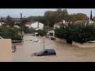 Inondations dans l'Aude: quartier inondé à Trèbes