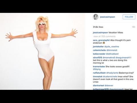 VIDEO : Jessica Simpson Shows Off Legs in White One-Piece Swimsuit