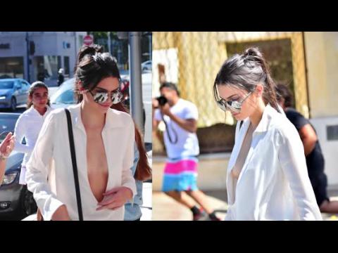 VIDEO : Kendall Jenner Avoids Nip Slip In Plunging Shirt