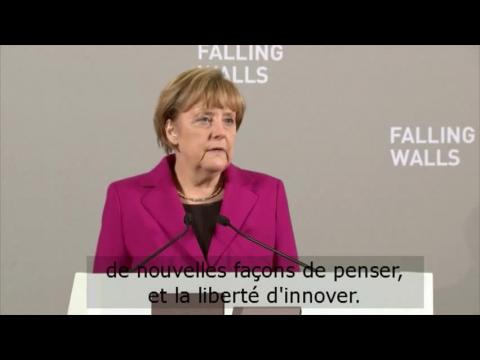 Angela Merkel cÃ©lÃ¨bre la chute du Mur de Berlin