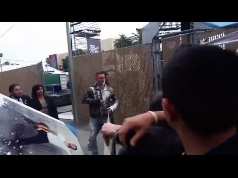 VIDEO : Adam Levine Gets Powder Bombed Outside Jimmy Kimmel