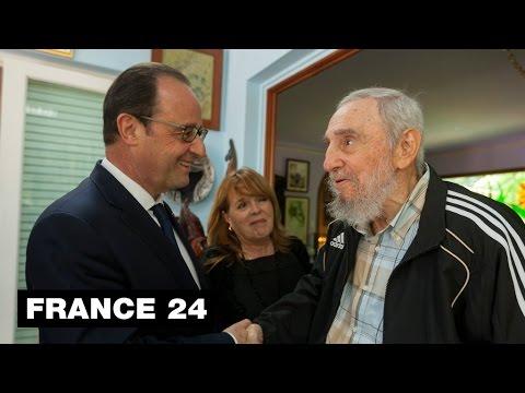 French president Hollande meets with Fidel Castro during historic visit to Cuba