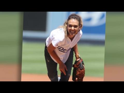 VIDEO : Jessica Alba Takes To The Mound For The Dodgers Games