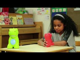 'Intelligent dinosaur' toy on display at German IT fair