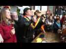 Mardi gras du carnaval de Binche : Justine Henin à la remise des médailles aux gilles