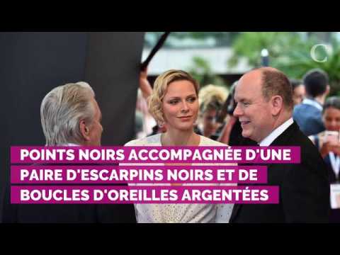 VIDEO : PHOTOS. Charlne de Monaco, sublime en robe blanche  pois, pour la crmonie de clture du