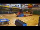 Salto libre en course sur tapis
