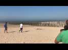 Atterrissage du drone solaire de la start up toulousaine Sunbirds sur la plage de Sangatte