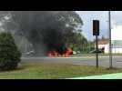Spectaculaire accident de la route à Douai : le véhicule prend feu, deux blessés à bord