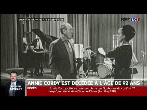 VIDEO : La chanteuse et comdienne Annie Cordy est morte  l'ge de 92 ans
