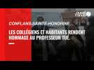 Manifestation silencieuses à Conflans-Sainte-Honorine en hommage au professeur tué