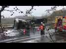 Sancy-les-Cheminots : Un camion prend feu sur la RN2
