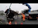 Albert : un tracteur sur le flanc sur la D929