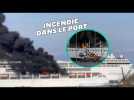 Un bateau de croisière en feu dans le port de Corfou