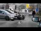 Grave accidentent une voiture et une moto, ch de Liège à Jambes.