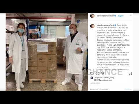 VIDEO : Penlope Cruz y Javier Bardem donan 20.000 mascarillas y 100.000 guantes a La Paz