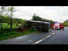 Accident à Limbourg : une camionnette sur le flanc