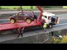 La voiture tombée d'un pont sur l'A25 a été dépannée