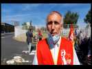 Thierry Siwick, CGT Camaïeu, s'exprime devant la manifestation devant l'entreprise à Roubaix