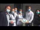 Opération solidarité à Bruxelles : 1000 gels hydroalcooliques donnés par Puressentiel et JM Saive à Médecins du Monde (vidéo Germani)
