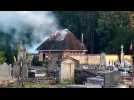 Le feu à l'ancienne morgue de Stambruges