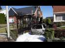 Tournai incendie rue du Crampon haies sapin et voiture