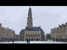 La place des Héros d'Arras sous la neige